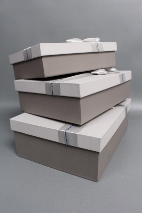 Набор коробок подарочных из 3шт - 29*21*9,5, 26*19*8, 23*17*6,5 см, серый/коричневый 7379М