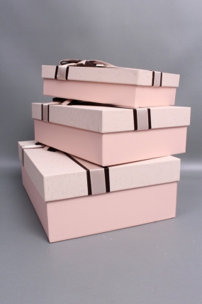 Набор коробок подарочных из 3шт - 33,5*25*11,5, 29*21*9, 24,5*17*6,5 см, светло-розовый 7423М