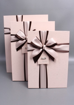 Набор коробок подарочных из 3шт - 33,5*25*11,5, 29*21*9, 24,5*17*6,5 см, светло-розовый 7423М