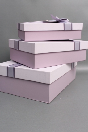 Набор коробок подарочных из 3шт - 33,5*25*11,5, 29*21*9, 24,5*17*6,5 см, светло-сиреневый 7430М