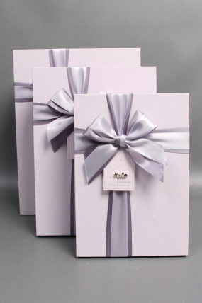 Набор коробок подарочных из 3шт - 33,5*25*11,5, 29*21*9, 24,5*17*6,5 см, светло-сиреневый 7430М