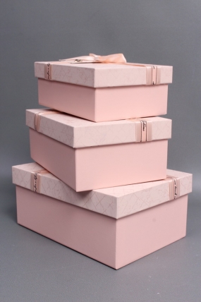 Набор коробок подарочных из 3шт - 22,5*16*9,5, 20*14*8, 17,5*12,5*6,5 см, св.розовый 7591М