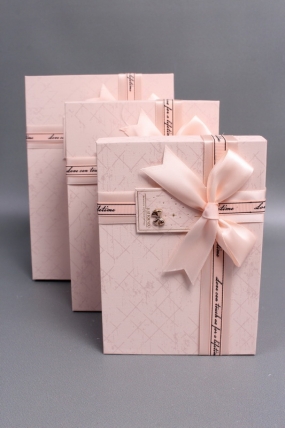 Набор коробок подарочных из 3шт - 22,5*16*9,5, 20*14*8, 17,5*12,5*6,5 см, св.розовый 7591М