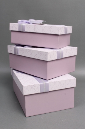 Набор коробок подарочных из 3шт - 22,5*16*9,5, 20*14*8, 17,5*12,5*6,5 см., св.сиренев. 7614М