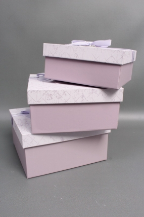 Набор коробок подарочных из 3шт - 19*19*9,5, 17*17*8, 15*15*6,5 см, св.сиреневый 7843М