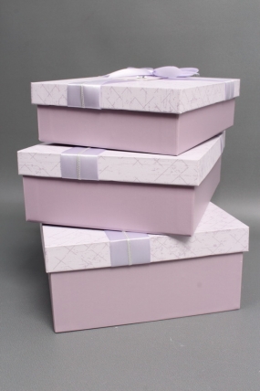 Набор коробок подарочных из 3шт - 29*21*9,5, 26*19*8, 23*17*6,5 см, св.сиреневый 7751М