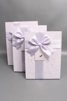 Набор коробок подарочных из 3шт - 29*21*9,5, 26*19*8, 23*17*6,5 см, св.сиреневый 7751М