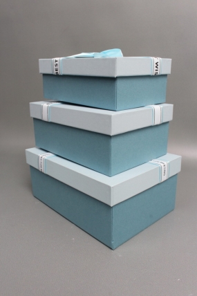 Набор коробок подарочных из 3шт -  22,5*16*9,5, 20*14*8, 17,5*12,5*6,5 см, голубой 7577М