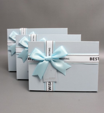 Набор коробок подарочных из 3шт -  22,5*16*9,5, 20*14*8, 17,5*12,5*6,5 см, голубой 7577М