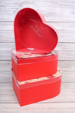 Набор коробок "Сердце" 3 шт, 28x25.2x11см, 25.2x23x10см, 23x20.7x8.5см, красный  3489Н