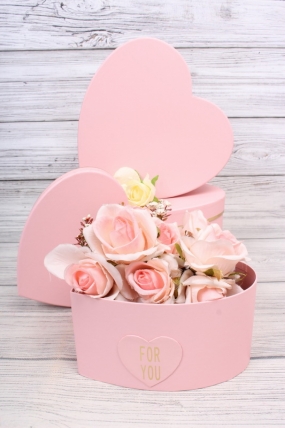 Набор коробок сердце "For You", 3 шт, L:27x27x12cm; M:23.5x23x11cm; S:19x19x10cm, розовый 7122Н