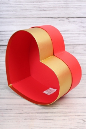 Набор коробок Сердце "Золотой кант" 3шт, 26*25*13,5cm, 24,5*23,7*12,5cm, 22,5*21,6*11cm, красный2017