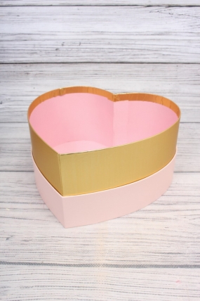 Набор коробок Сердце "Золотой кант" 3шт, 26*25*13,5cm, 24,5*23,7*12,5cm, 22,5*21,6*11cm, розовый2000
