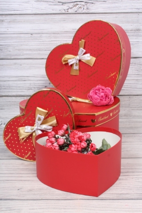 Набор коробок "Sweet heart" Сердце 3 шт, 25.3*11.2H; 23*10H, 21.6*8.3H, красный 0649Н