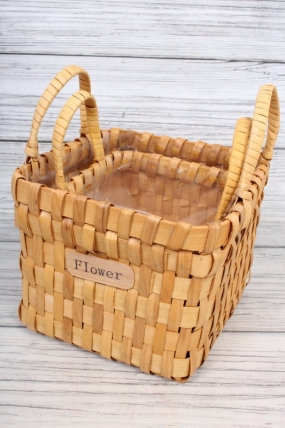 Набор корзин из бересты (секвойя) 2шт,20x20x16/21.5cm 15.5x15.5x13/19cm натуральный 7808Н