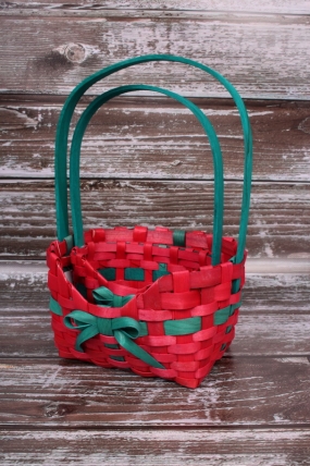 Набор корзин НГ (секвойя), 21x15x8.5x11.5/30.5см.16x10x7.5x8.5/27 см. 2шт., красный с зеленым 3919М