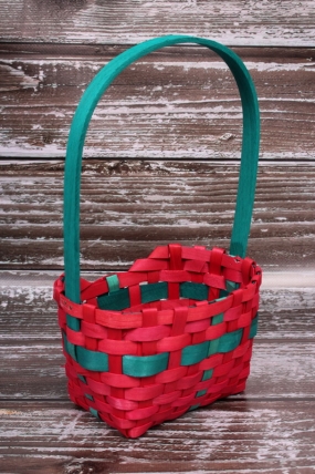 Набор корзин НГ (секвойя), 21x15x8.5x11.5/30.5см.16x10x7.5x8.5/27 см. 2шт., красный с зеленым 3919М