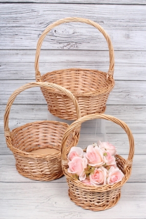 Набор корзин плетеных (ива), 33*33*15*38CM, 27*27*13*33CM, 22*22*11*28CM, 3 шт., медовый 1021М