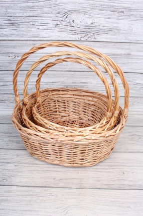 Набор корзин плетеных (ива), 43*36*16*41CM, 36*30*14*36CM. 31*24*12*31CM, 3 шт., медовый 1045М