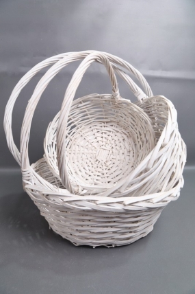 Набор корзин плетеных из 3(ива): D44xH16xHH46 BD33, D38xH14xHH38 BD29, D31xH12xHHH34 BD24  бел 6231