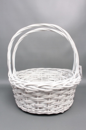 Набор корзин плетеных из 2шт (ива) - Круг  D40xH175/40см, D34xH15/35см,  белый  8783М