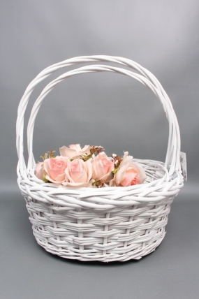 Набор корзин плетеных из 2шт (ива) - Круг  D40xH175/40см, D34xH15/35см,  белый  8783М