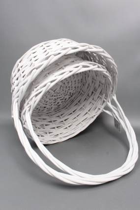 Набор корзин плетеных из 2шт (ива) - Круг  D40xH175/40см, D34xH15/35см,  белый  8783М