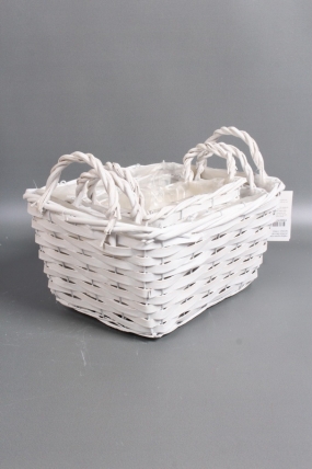 Набор корзин плетеных из 3шт  (ива), 28,5X20,5XH14/TH19,5 белые  4353М