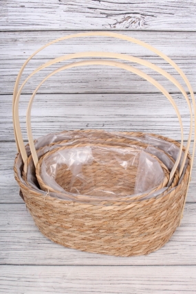 Набор корзин плетеных (рогоз) из 3шт , 35x27x16x40 см, 31x23x14,5x37 см, 27x19x13x34 см, 4550М