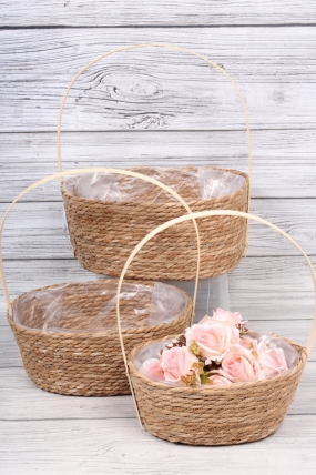 Набор корзин плетеных (рогоз) из 3шт , 35x27x16x40 см, 31x23x14,5x37 см, 27x19x13x34 см, 4550М