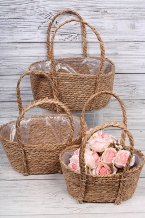 Набор корзин плетеных (рогоз) из 3шт , 35x27x16x35см, 31x23x14,5x32см,27x19x13x29см, 9601М