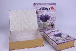набор подарочных коробок из 3 шт прямоугольник- книжка лаванда 22*29*7
