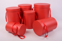 набор подарочных коробок из 6шт - круг красный  23*23*30см  арт.130