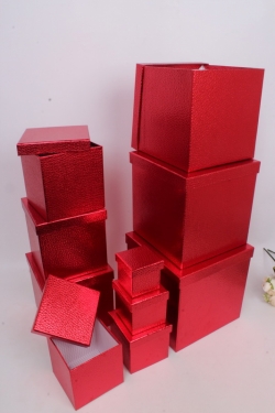 Набор подарочных коробок из 10шт - КУБ  "Красный" 25*25*25см  SY601-RED