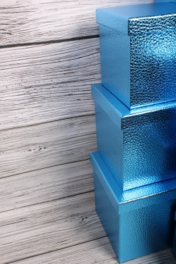 Набор подарочных коробок из 10шт - КУБ  "Синий" 26,5*26,5*26,5см  SY601-BLUE