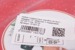 Набор подарочных коробок из 4шт - Квадрат НГ Девочка с подарками 22*22*11см  N122