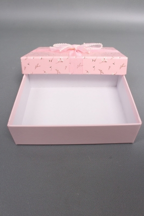 Набор подарочных коробок из 3шт - Прямоугольник Бант с жемчугом 24*19*8,5  К223