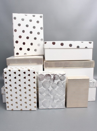 Набор подарочных коробок из 10шт - Прямоугольник белый  36*26*10  В1144