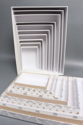 Набор подарочных коробок из 10шт - Прямоугольник белый  36*26*10  В1144