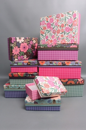 Набор подарочных коробок из 10шт - Прямоугольник Цветы 36*26*10  К116А