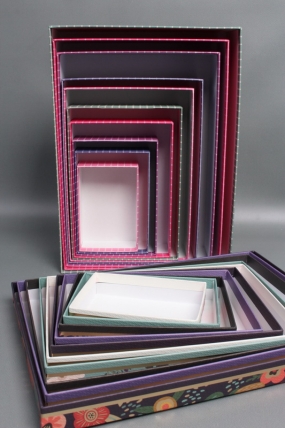 Набор подарочных коробок из 10шт - Прямоугольник Цветы 36*26*10  К116А