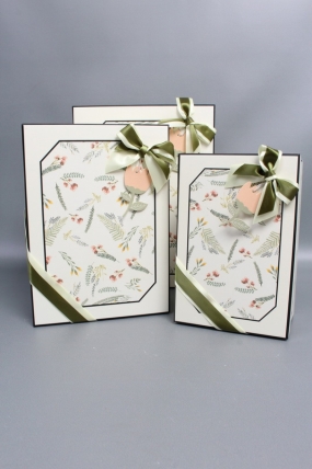 Набор подарочных коробок из 3шт - Прямоугольник Гербарий 29*22*13см   К233