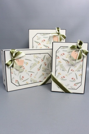 Набор подарочных коробок из 3шт - Прямоугольник Гербарий 29*22*13см   К233