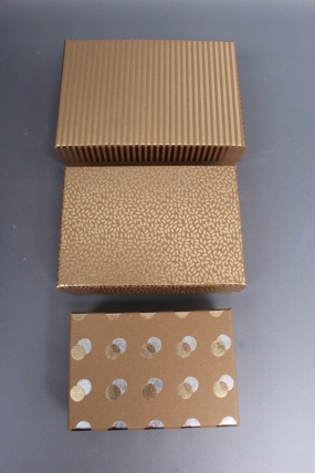 Набор подарочных коробок из 10шт - Прямоугольник Горох на крафте  36*26*10  В1142