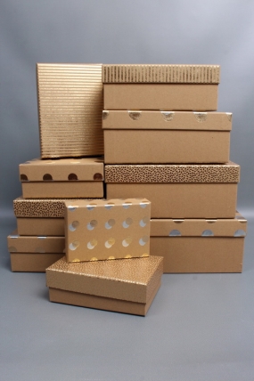 Набор подарочных коробок из 10шт - Прямоугольник Горох на крафте  36*26*10  В1142