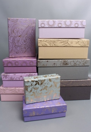 Набор подарочных коробок из 10шт - Прямоугольник Графит  36*26*10  К114