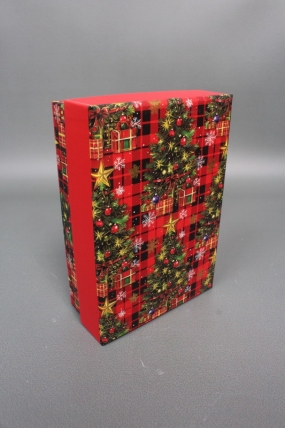 Набор подарочных коробок из 10шт - Прямоугольник НГ Ёлка шотландка 37*27*11  N2513