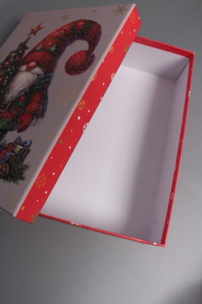 Набор подарочных коробок из 3шт - Прямоугольник НГ Гномики с тиснением 33*23*9  N2508