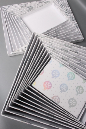 Набор подарочных коробок из 10шт - Прямоугольник НГ Игрушки серебро 37,5*29*16см  N330