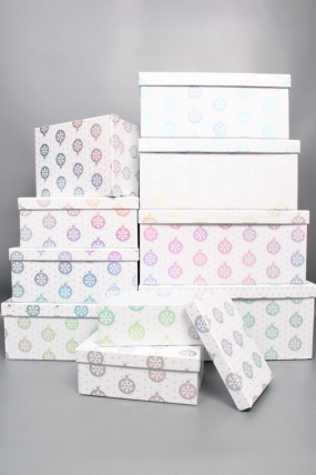 Набор подарочных коробок из 10шт - Прямоугольник НГ Игрушки серебро 37,5*29*16см  N330